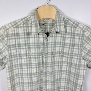 LL Bean Mens XL Regular Plaid Short Sleeve Button Down Shirt